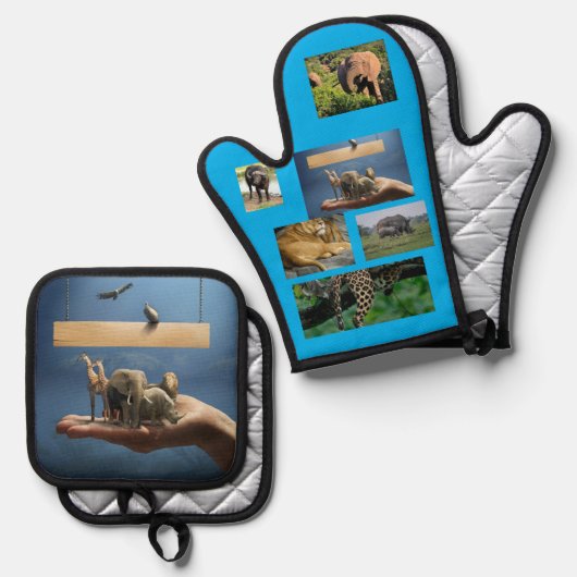 Ovenwanten en pottenhouders ovenwant & pannenlap set (Voorkant / Achterkant)