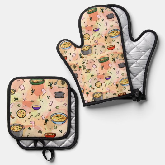 Ovenwanten en pottenhouders ovenwant & pannenlap set (Voorkant / Achterkant)