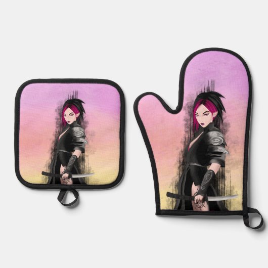 Ovenwanten en pottenhouders ovenwant & pannenlap set (Voorkant)