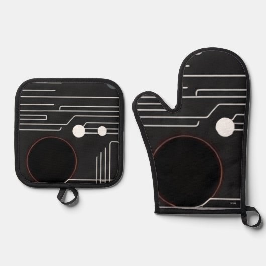 Ovenwanten en pottenlappen ovenwant & pannenlap set (Voorkant)