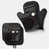 Ovenwanten en pottenlappen ovenwant & pannenlap set (Voorkant / Achterkant)