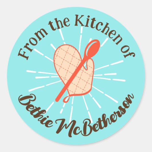 Ovenwanten houten lepels koken bakken stickers (Voorkant)