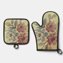 OVENWANTEN & PANHOUDBEHUIZEREN BLOEMEN STIJL ONTWE OVENWANT & PANNENLAP SET