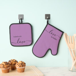 Ovenwanten & Pannenlappen - Love to Bake Lavender Ovenwant & Pannenlap Set