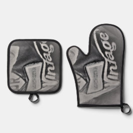 OVENWANTEN &POT HOLDER OUDE KOOKPLAAT STIJL ONTWER OVENWANT & PANNENLAP SET