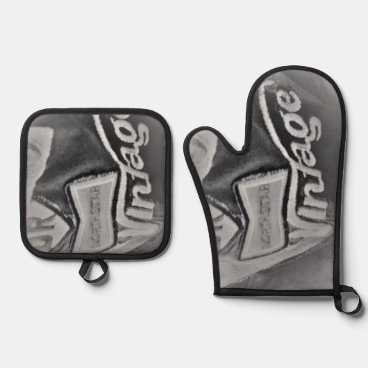 OVENWANTEN &POT HOLDER OUDE KOOKPLAAT STIJL ONTWER OVENWANT & PANNENLAP SET (Voorkant)