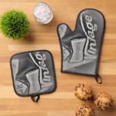 OVENWANTEN &POT HOLDER OUDE KOOKPLAAT STIJL ONTWER OVENWANT & PANNENLAP SET (Top down)