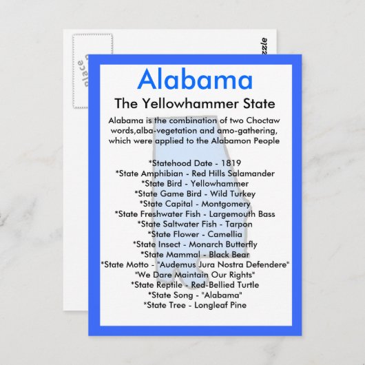 Over Alabama Briefkaart (Voorkant / Achterkant)