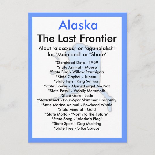 Over Alaska Briefkaart (Voorkant)