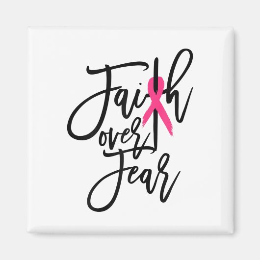Over Angst Cross Borstkanker Bewustzijn Christelij Magneet (Voorkant)