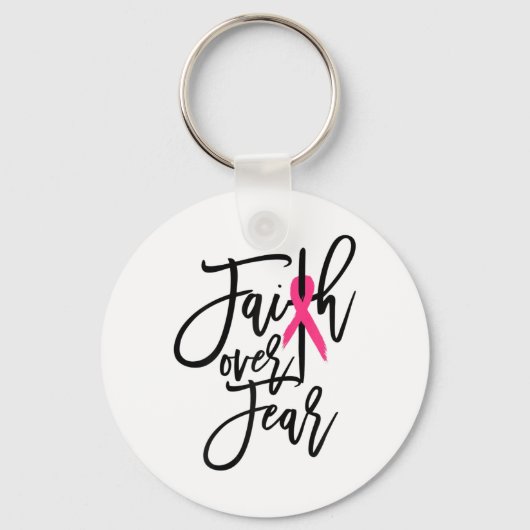 Over Angst Cross Borstkanker Bewustzijn Christelij Sleutelhanger (Voorkant)