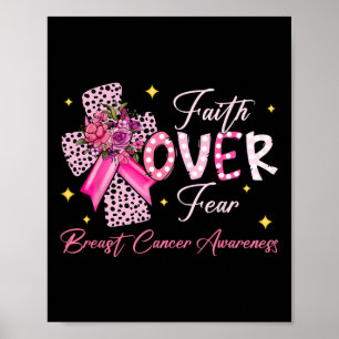 Over Angst Cross Pink Ribbon Christelijke Borstkan Poster
