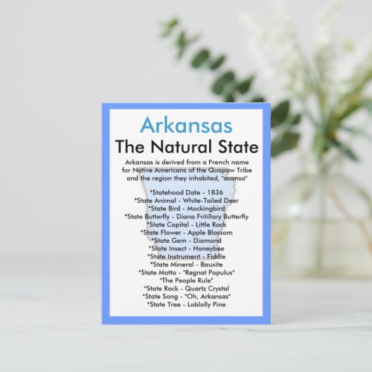 Over Arkansas Briefkaart (Staand voorkant)