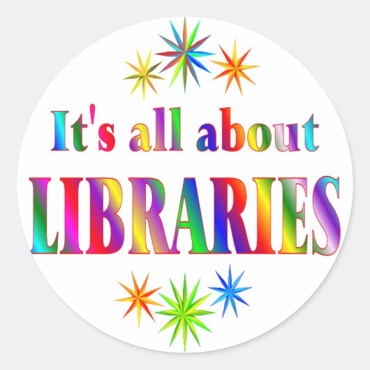 Over bibliotheken ronde sticker (Voorkant)