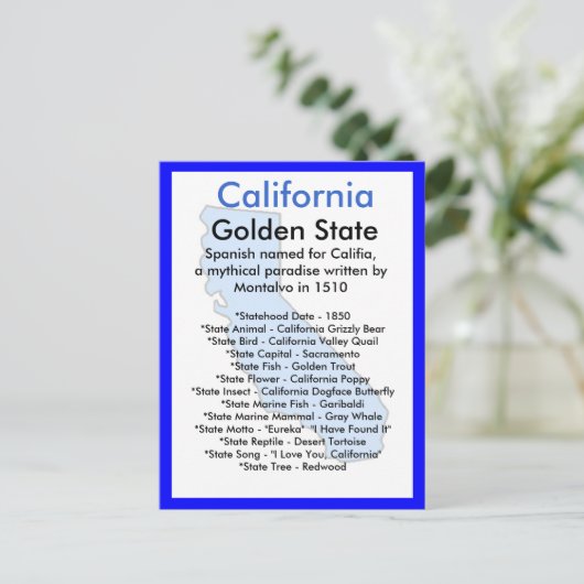 Over Californië Briefkaart (Staand voorkant)