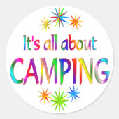 Over Camping Ronde Sticker (Voorkant)
