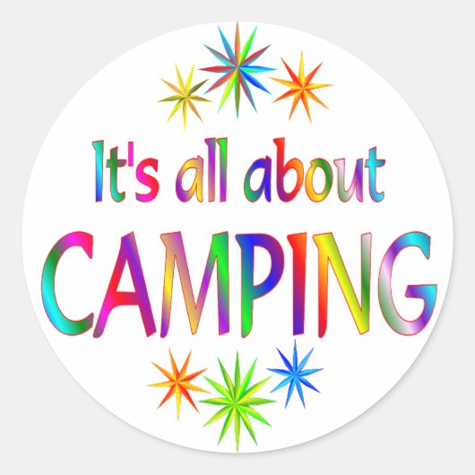 Over Camping Ronde Sticker (Voorkant)