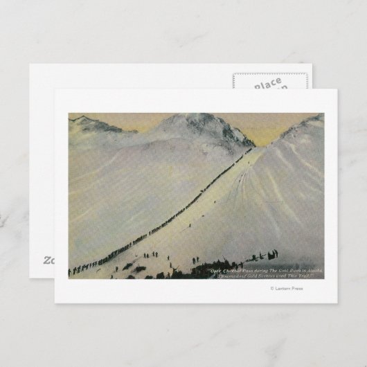 Over Chilkoot Pas tijdens Gouden Stormloop, Alaska Briefkaart (Voorkant / Achterkant)