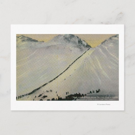 Over Chilkoot Pas tijdens Gouden Stormloop, Alaska Briefkaart (Voorkant)