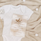 Over Cloud 9 Genderneutraal Beige Boho Baby shower Kaart