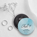 Over Cloud 9-Vrijgezellenfeest Button Flesopener<br><div class="desc">Maak kennis met onze "On Cloud 9"-flessenopener, de ideale gunst voor uw aanstaande vrijgezellenfeest viering. Deze charmante flesopener zal je gasten het gevoel geven dat ze boven op de wereld staan en zal zeker nog jaren een geliefde koepel zijn. Onze "On Cloud 9"-flessenopener is gemaakt van hoogwaardig metalen materiaal en...</div>