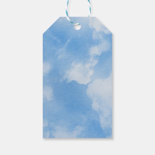 Over Cloud Nine Calligraphy Blue Vrijgezellenfeest Cadeaulabel (Achterkant)