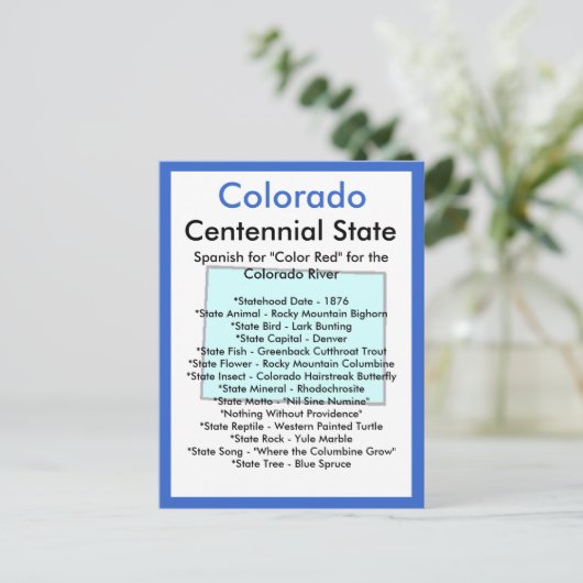 Over Colorado Briefkaart (Staand voorkant)