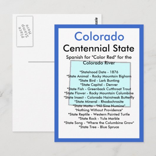 Over Colorado Briefkaart (Voorkant / Achterkant)