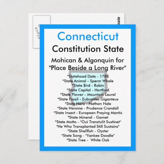Over Connecticut Briefkaart (Voorkant / Achterkant)