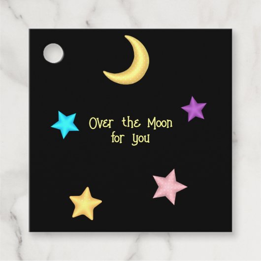 Over de aangepaste tekst Moon en Stars Bedankjes Labels (Voorkant)