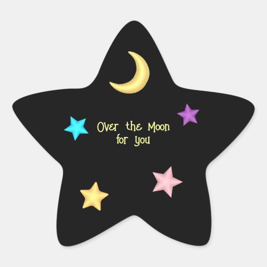 Over de aangepaste tekst Moon en Stars Ster Sticker (Voorkant)