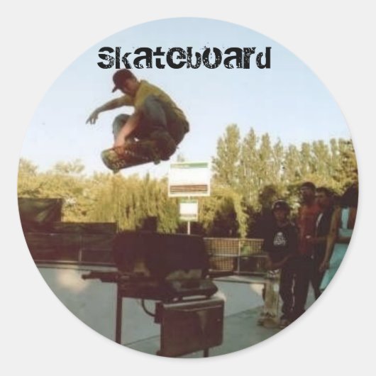 over de BBQ, Skateboard Ronde Sticker (Voorkant)