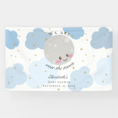 Over de blauwe achtergrond van het Baby shower van Spandoek (Horizontaal)