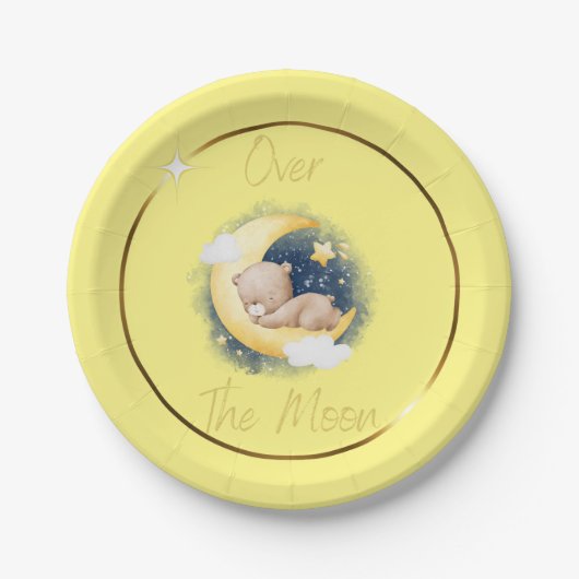 Over de Borden van het Moon-Baby shower Papieren Bordje (Voorkant)