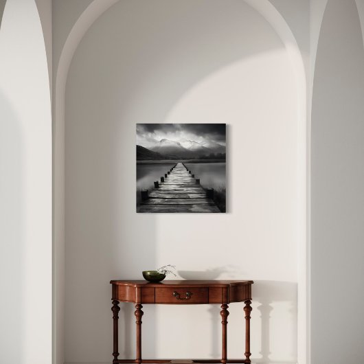 Over de brug - Moody zwart-wit landschap Canvas Afdruk