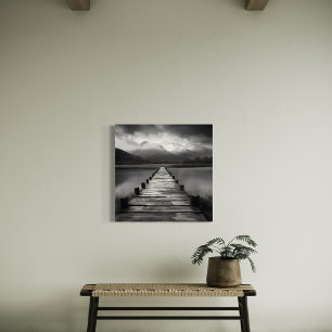 Over de brug - Moody zwart-wit landschap Canvas Afdruk