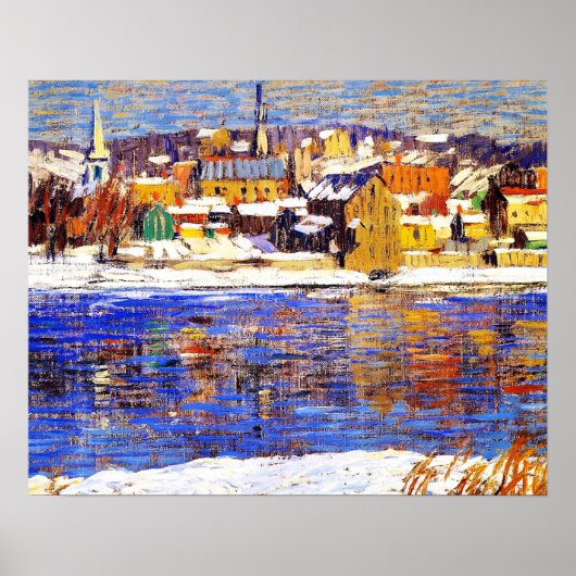 Over de Delaware, schilderij door Robert Spencer Poster (Voorkant)
