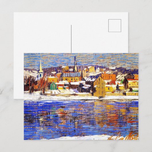 Over de Delaware, schilderij van Robert Spencer Briefkaart (Voorkant / Achterkant)