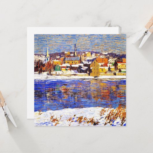 Over de Delaware, schilderij van Robert Spencer Kaart (Voorkant / Achterkant in situ)