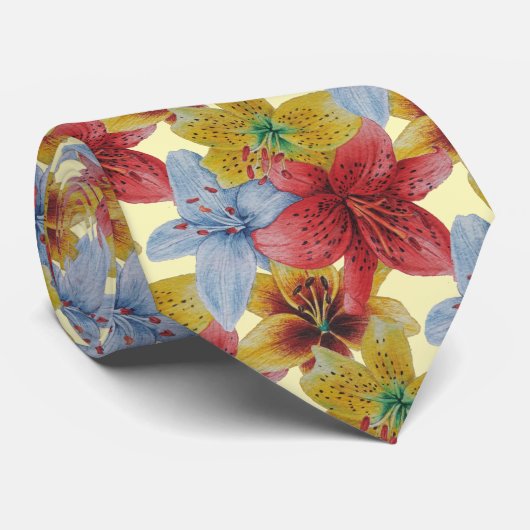over de gehele lengte van het kleurrijke bloemenpa stropdas (Opgerold)