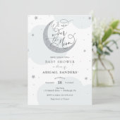 Over de Gold Silver Blue Baby shower-uitnodiging Kaart (Staand voorkant)