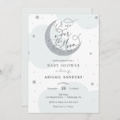 Over de Gold Silver Blue Baby shower-uitnodiging Kaart (Voorkant / Achterkant)