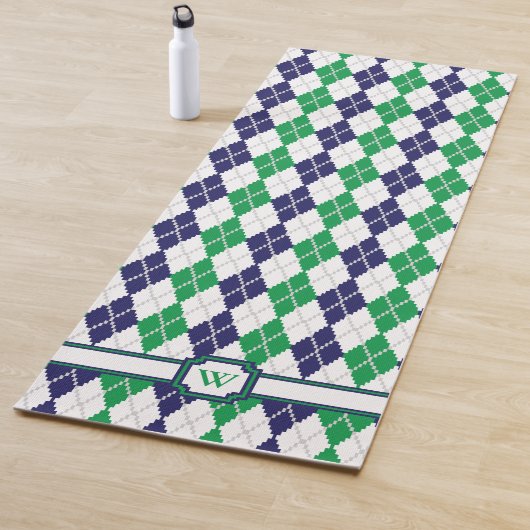 Over de Green Argyle Yoga Mat (In situ)