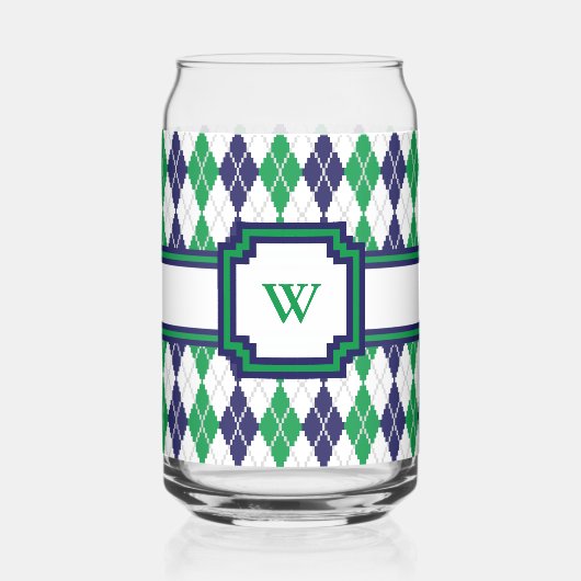 Over de groene Argyle Blikvorm Glas (Achterkant)