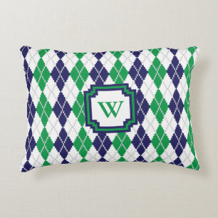 Over de groene argyle-piloot decoratief kussen