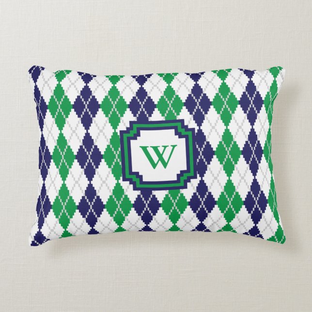 Over de groene argyle-piloot decoratief kussen (Voorkant)