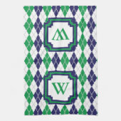 Over de groene keukenhanddoek Argyle (Verticaal)