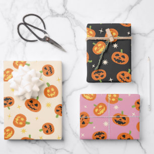 Over de grond verspreide Halloween pompoenen Inpakpapier Vel