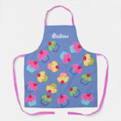 Over de hele afdrukyummy cupcakes, op blauw, jouw  schort (Voorkant)