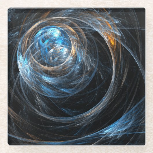 Over de hele wereld Abstracte kunst Glazen Onderzetter (Voorkant)